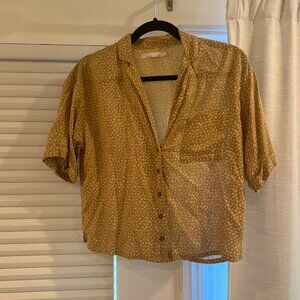 PrAna Button-up Yellow Cropped Shirt